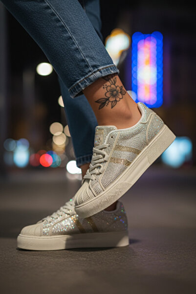 dehaine Women's sneakers made of eco-friendly Leather with sequins, fashion s...