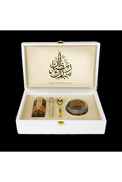 Al Malaky Royal Ramadan White Leather Honey Box With 140g of Natural Emirates...