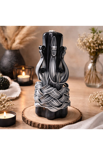 OEM Lumanare Decorativa Sculptata Neagra – Parafina Premium – 20 cm – Model A...