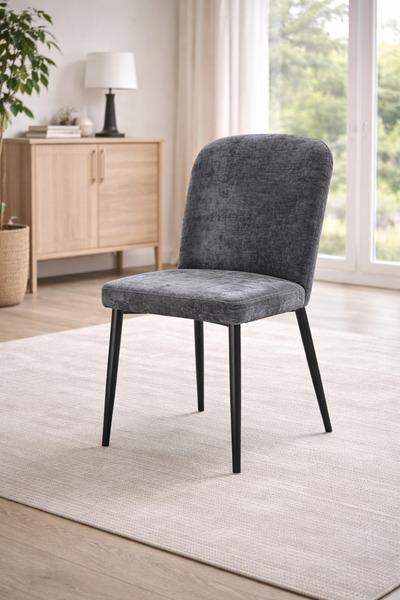 N.zone Modern dining chair Puffer in luxurious fabric with wooden legs – a st...
