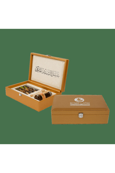 Al Malaky Royal Golden Leather Honey Box With 140G Of 100% Natural & Pure Emi...
