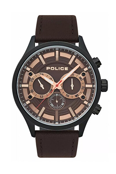 Police ساعة جلد رجالية كرونوغراف بحزام جلدي