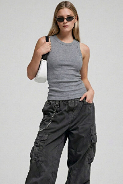 MİO ESTİLO Γυναικείο Halter Neck Top πλέξη ριμπ κοτλέ Λευκό – Novelle