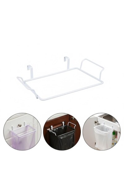 BREZIUM Garbage bag holder, metal, 27x16cm, White,