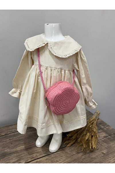 Mini Chics Çiçek Şekilli Hasır Kız Çocuk Çantası