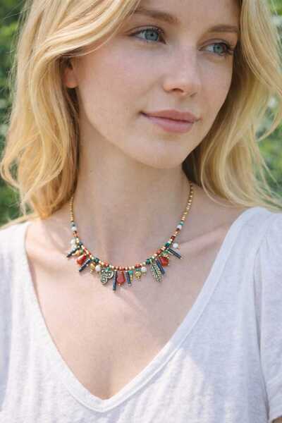 cleopatra takı aksesuar Yaren Ethnic Bohemian Multi-Colored Beaded Women's Ne...