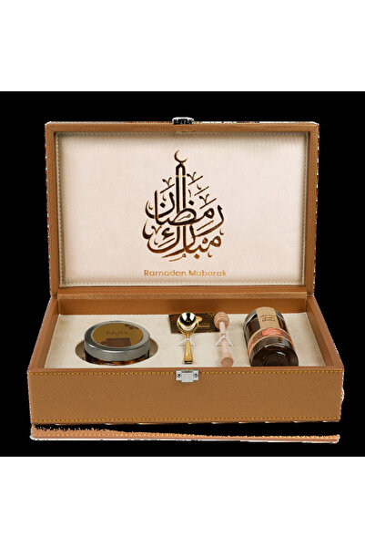 Al Malaky Royal Ramadan Golden Leather Honey Box With 140g of Natural Emirate...