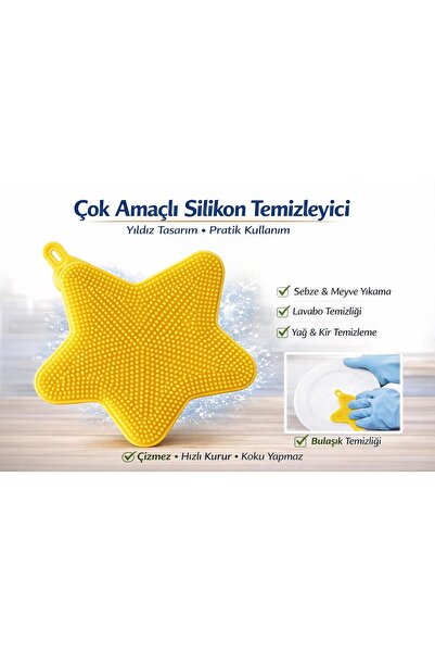 Hayveys Yıldız Model Silikon Bulaşık Süngeri – Çok Amaçlı Hijyenik Temizlik Süngeri Mat