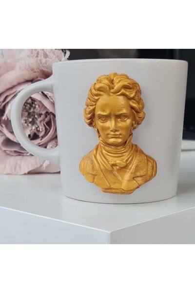 OEM Cană personalizată, Ludwig van Beethoven auriu, figurină lut polimerică, ...