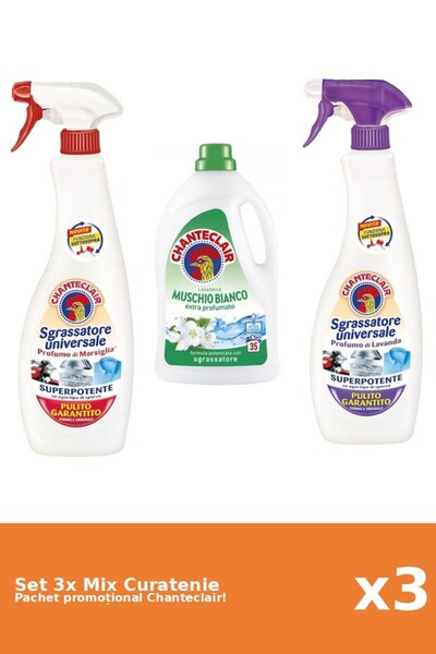 Chanteclair Set 3 Mix Curatenie Chanteclair: Marsilia, Lavanda, Mosc Alb