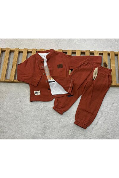 Terry 3'lü yazlık tişörtlü muslin takım