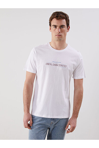 LC Waikiki طاقم الرقبة قصيرة الأكمام المطبوعة بتمشيط تي شيرت رجالي