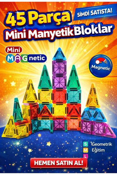 nöbetçi oyuncakçı onlinebazaar oyuncağın yeni 45 Parça Mini Boy Manyetik Blok...