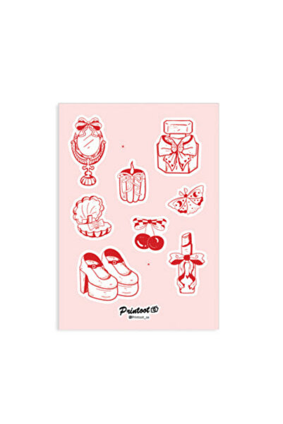 Printoot مجموعة ملصقات كوكيت عتيقة تتميز بفيونكات من الشرائط ورسوم توضيحية لأ...