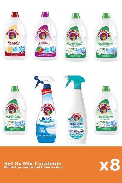 Chanteclair Set 8 Mix Curatenie Chanteclair: Clasic, Color, Mosc Alb, AntiMir...