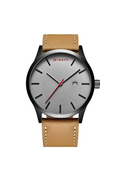 Curren Ceas bărbătesc, elegant, maro-negru, curea din piele , afișaj analogic