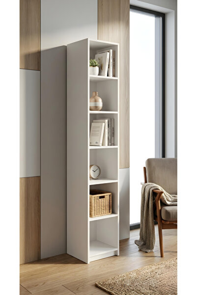 Ysf Ravoni Home Premium MDF 6 Raflı Slim Boy Kitaplık - 180 cm Modern Banyo v...