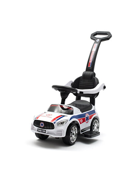 Babymix Balansoar pentru bebeluși Baby Mix AMBULANCE alb cu sunet și bară de ...