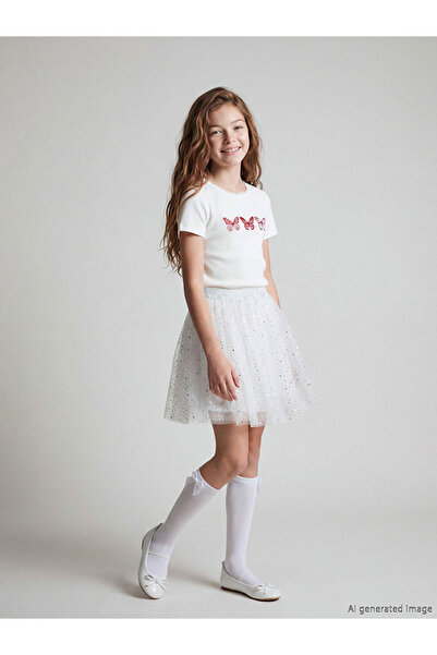 LC Waikiki Fustă tutu elastică pentru fete Ermus Global și Ecru