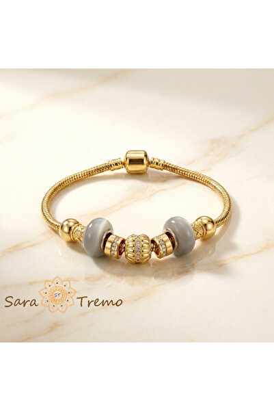 SaraTremo Elegant Serena Bracelet – Women's Bracelet with Gray Charms Plated ...