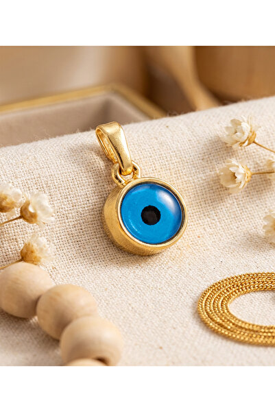 Yıldırım Altın Kaplama Nazar Boncuğu Kolyesi – Şans ve Koruma Sembolü