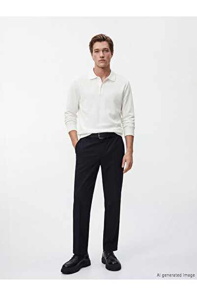 LC Waikiki Ανδρικό παντελόνι Ermus Global και Siyah Standard Fit Dobby