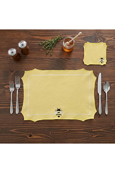 Solterra Design 4 Parça Arı Nakışlı 2 Kişilik Servis Takımı ( 2 Adet Amerikan...