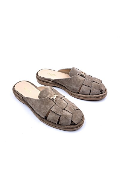 Rachel Culoare bej autentică piele întoarsă piele Sabo pentru femei cu vârf î...