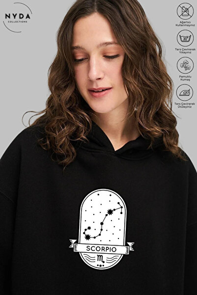Nyda Collections Unisex Hoodie Μακρυμάνικο Scorpio Akrep με στάμπα και κουκού...
