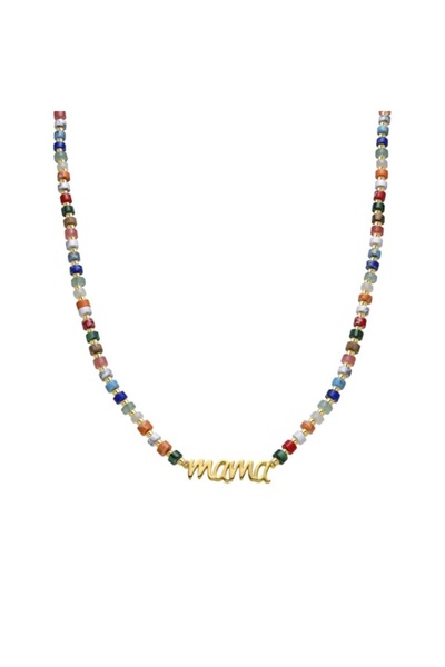 Luxenter MAMA Boho-Chic 925 Silver Necklace with Multicolored Crystals