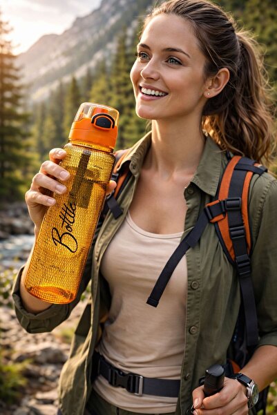 genel tr 1 Liter - Leakproof Sippy Water Bottle Orange for School Workplace Gym