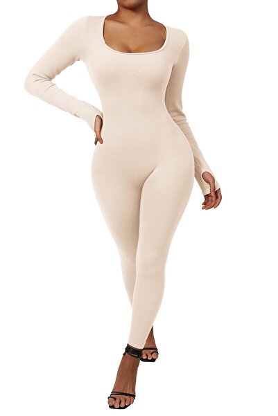 Yoga Γυναικεία Ολόσωμη Φόρμα Με ριμπ Μακρυμάνικη Κάλτσα για Ελέγχο της Κοιλιά...