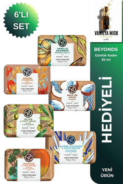 Yves Rocher 6’lı Katı Sabun Seti - Yulaf, Vanilya, Mango, Zeytin, Okyanus, Hi...