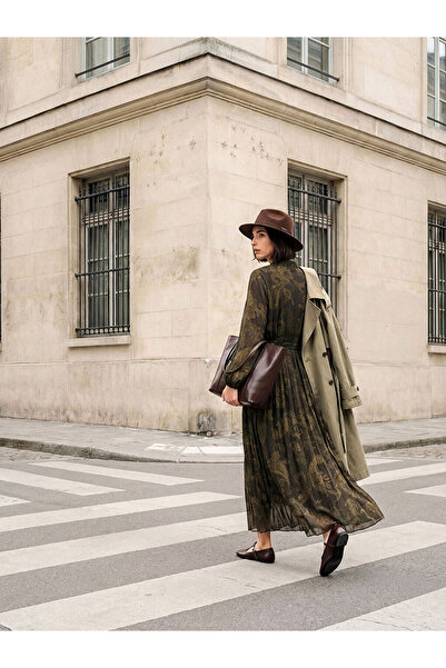 LC Waikiki Lcw Studio Mixed Patterned Pleated Chiffon Shirt Dress