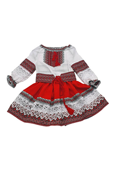 OEM Costum Traditional - Popular pentru fete, rosu, 3 piese