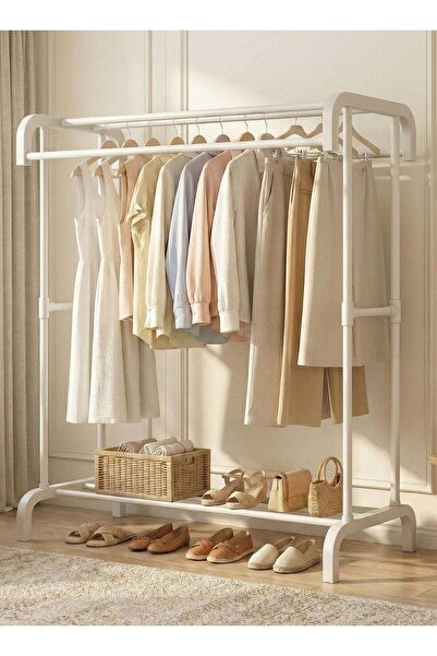 Taimi Metal Clothes Rack with Single-Tier Shoe Rack, Clothes Hanger Organizer...