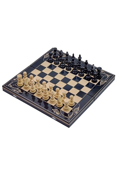 OEM Wooden Chess and Checkers Set ROmde™, 50x50 cm, Black and White
