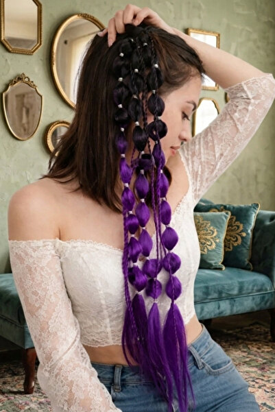 shop Accesoriu de păr în degrade violet și negru - Agrafă practică din cauciu...