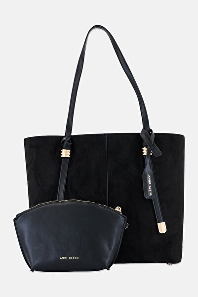 Anne Klein Women Textured Tote Bag with Pouch, Black