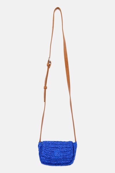 Esprit حقيبة كروس بودي نسائية من القش والكروشيه، 13 سم ارتفاع × 16 سم طول × 7...