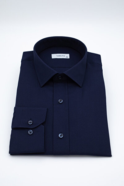 VARLİVA Erkek Armür Gömlek Slim Fit Uzun Kollu