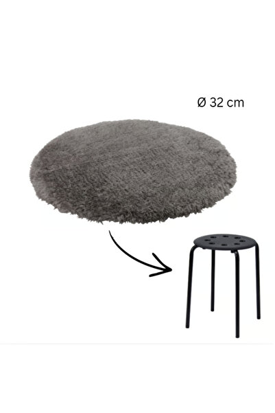 HYVESTO Round Chair Cushion Grey 32cm Sheepskin Look, Recycled Polyester Non-...