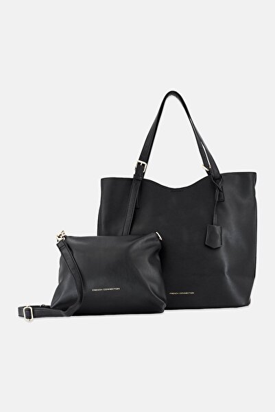 French Connection Women Brand Logo Tote Bag With Wallet, Black