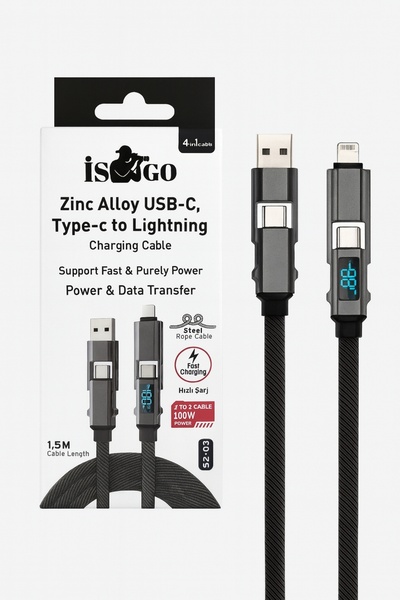 İsego Şarj kablosu4/1 typ-c layting usb