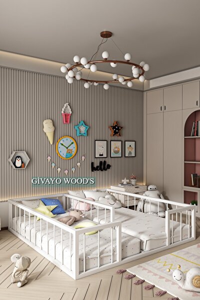 özgürce Bebek ve çocuklar için dayanıklı ve şık Montessori MDF çift kişilik y...