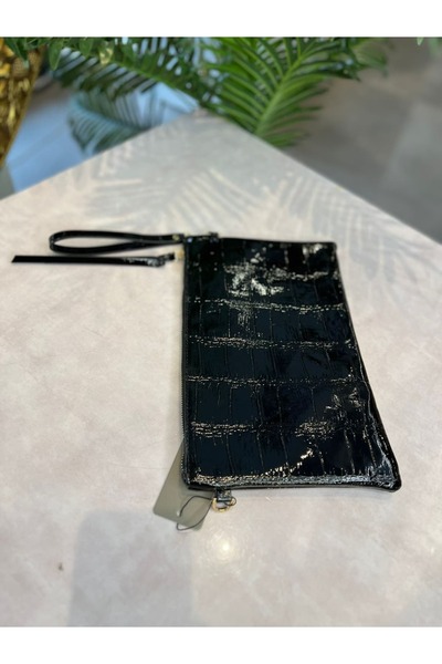 KRISTE BELL - Patent Leather Portfolio Black Bag