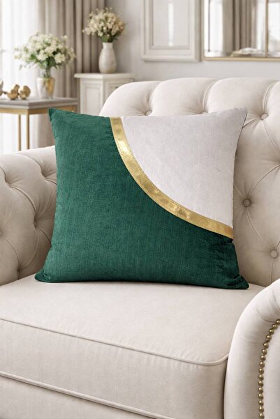 Diva Home لوكس بارليه جليتر مخمل جلد وتطريز على شكل قرص العسل غطاء وسادة 43x43