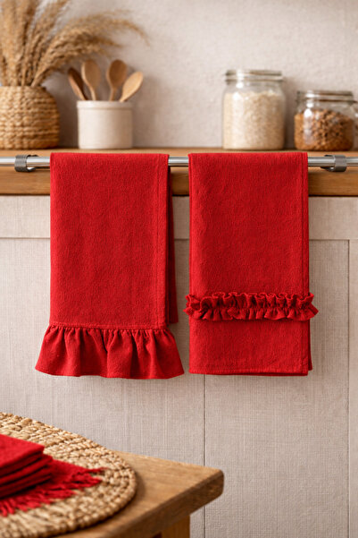 Mirilliahome Set of Linen Ruffled Cloths 35X55 cm Natural Drying Cloths