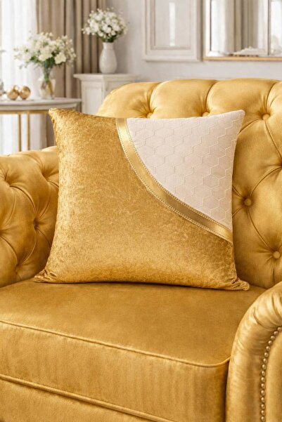 Diva Home لوكس بارليه جليتر مخمل جلد وتطريز على شكل قرص العسل غطاء وسادة 43x43