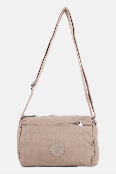 I Love Fashion Women Brand Logo Cross Body Bag, Black, Taupe